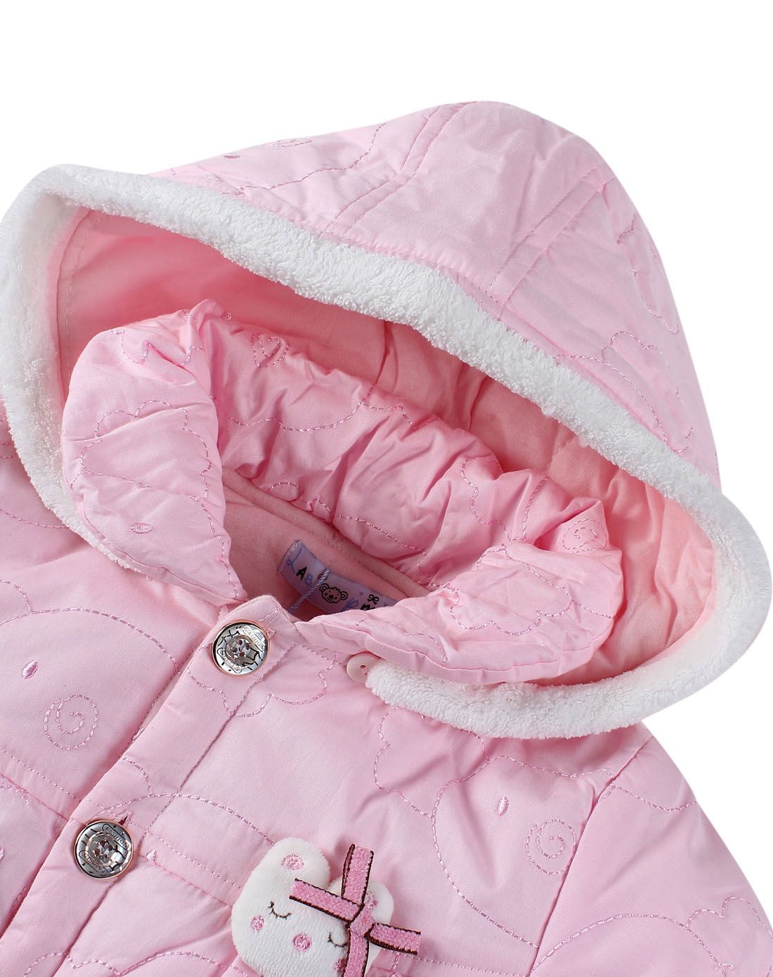 女宝宝粉飞翔与梦想活帽反领开扣套装