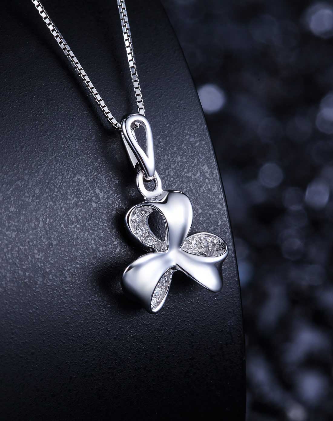 七度银饰专场七度素银三叶草套链25379_唯品会