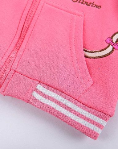 儿童粉红口袋猫磨毛卫衣