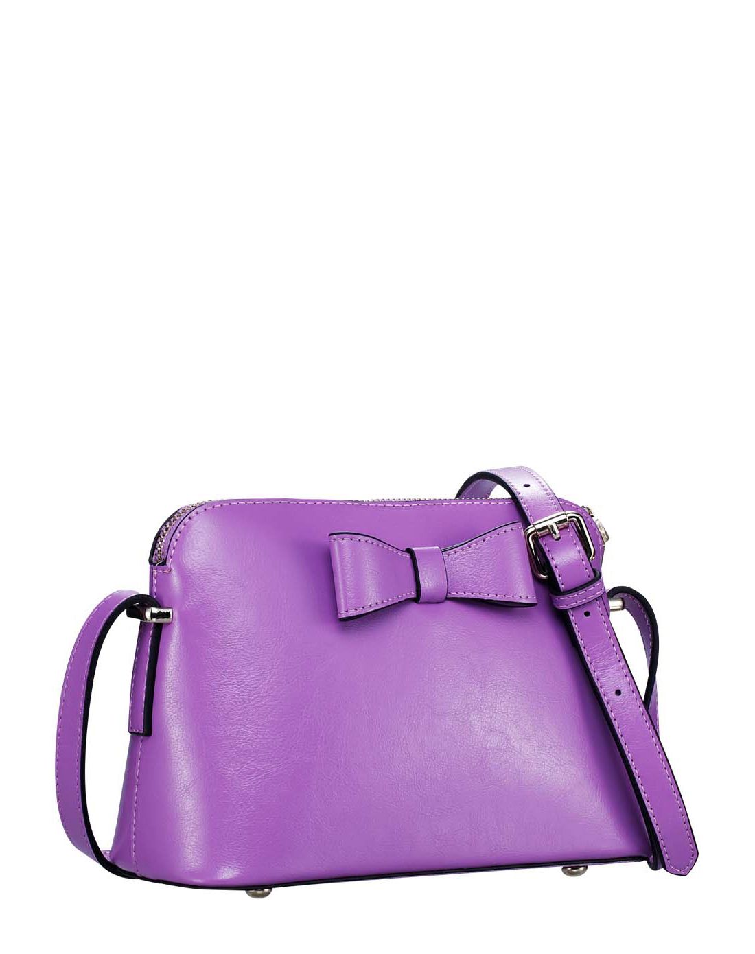 薰衣草紫色牛皮甜美优雅斜挎包