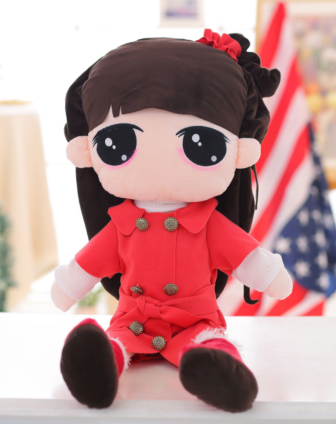 朱丽叶布娃娃风衣(衣服可拆卸)-大红-45cm