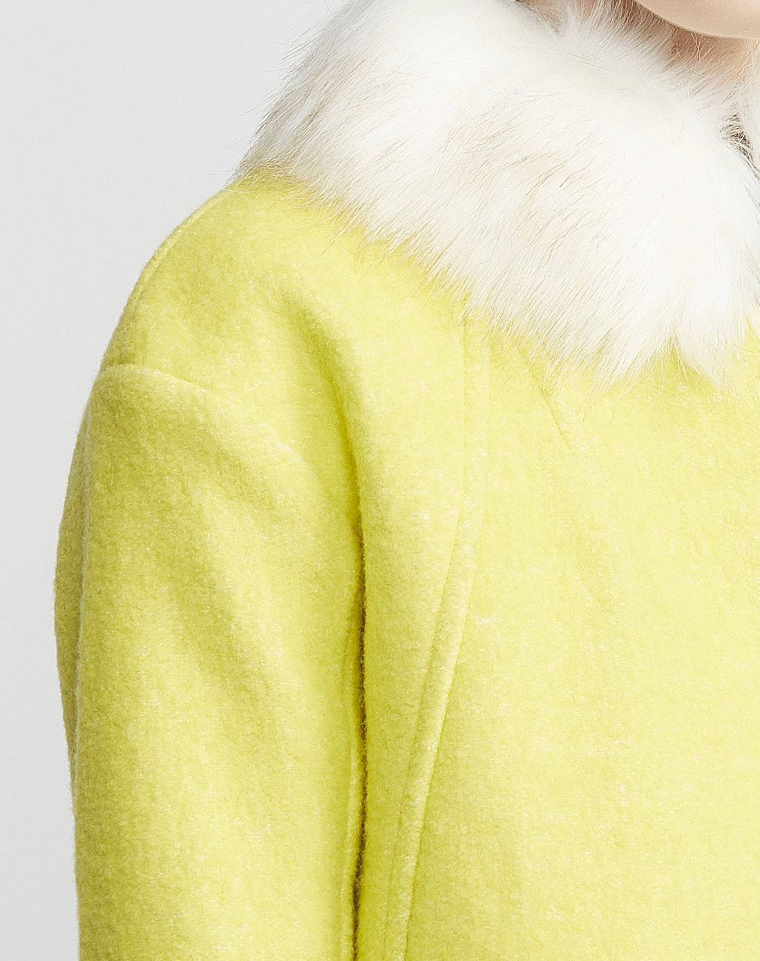 丽丽lily明黄纯色修身毛领毛呢外套114440k330624_唯品会