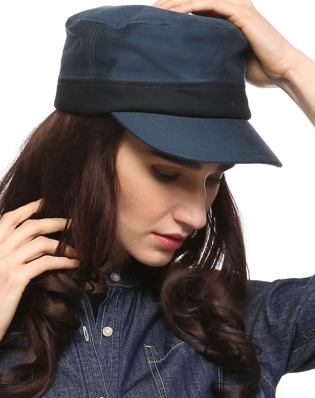 elle围巾专场专柜同款15秋冬全棉蓝绿色邮差帽15wep-11-303-59_唯品会