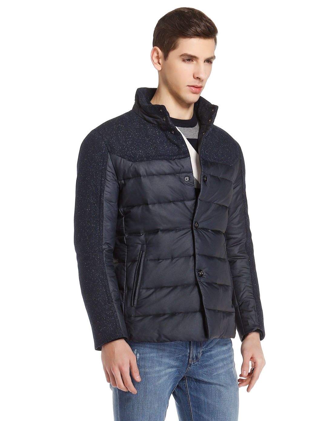 斯卡图carlo castello深蓝色年轻百搭长袖羽绒服82726505825_唯品会