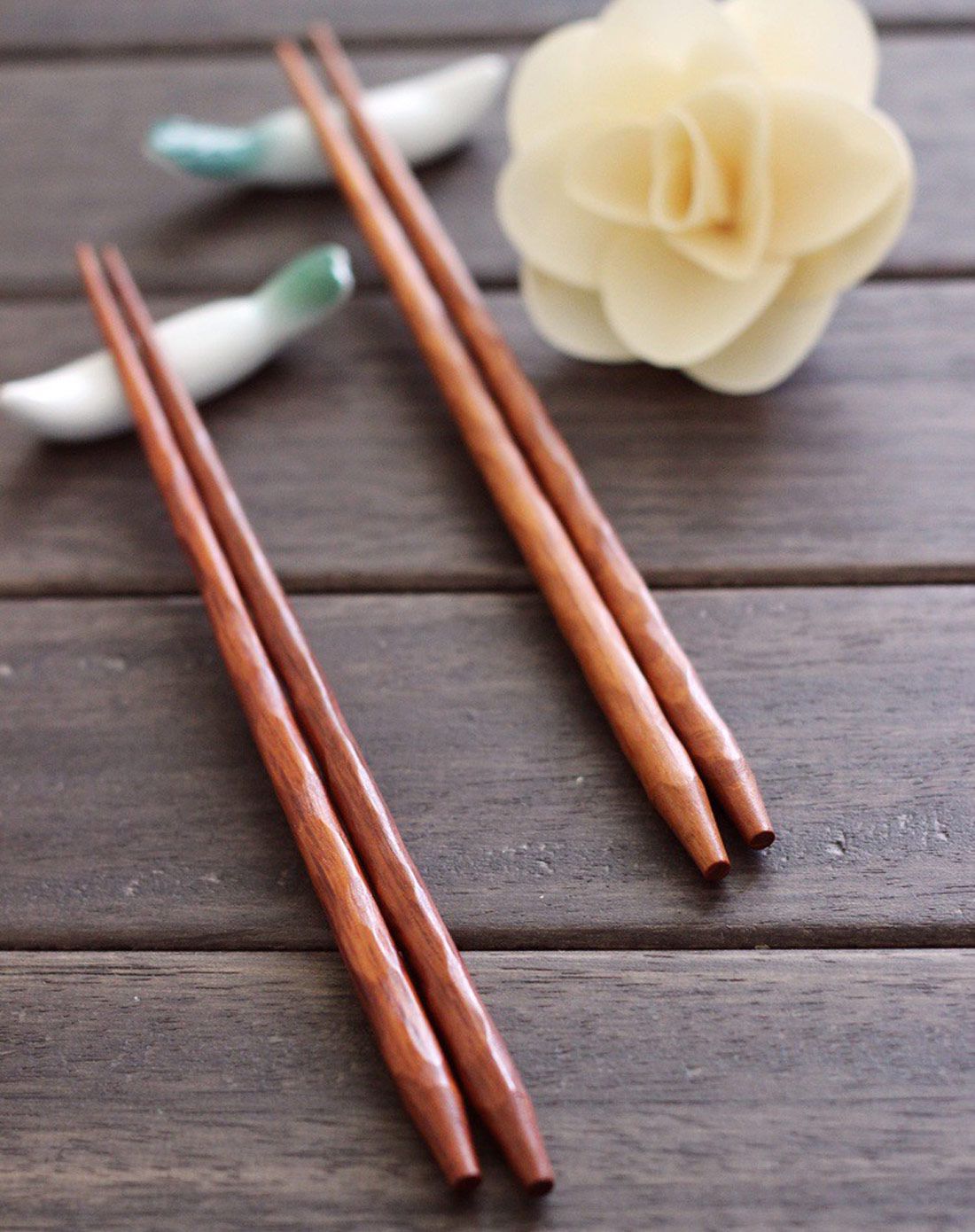 麻花纹天然原木手工木筷5双(栗木/黑檀木/黄杨木/铁刀木/紫檀)