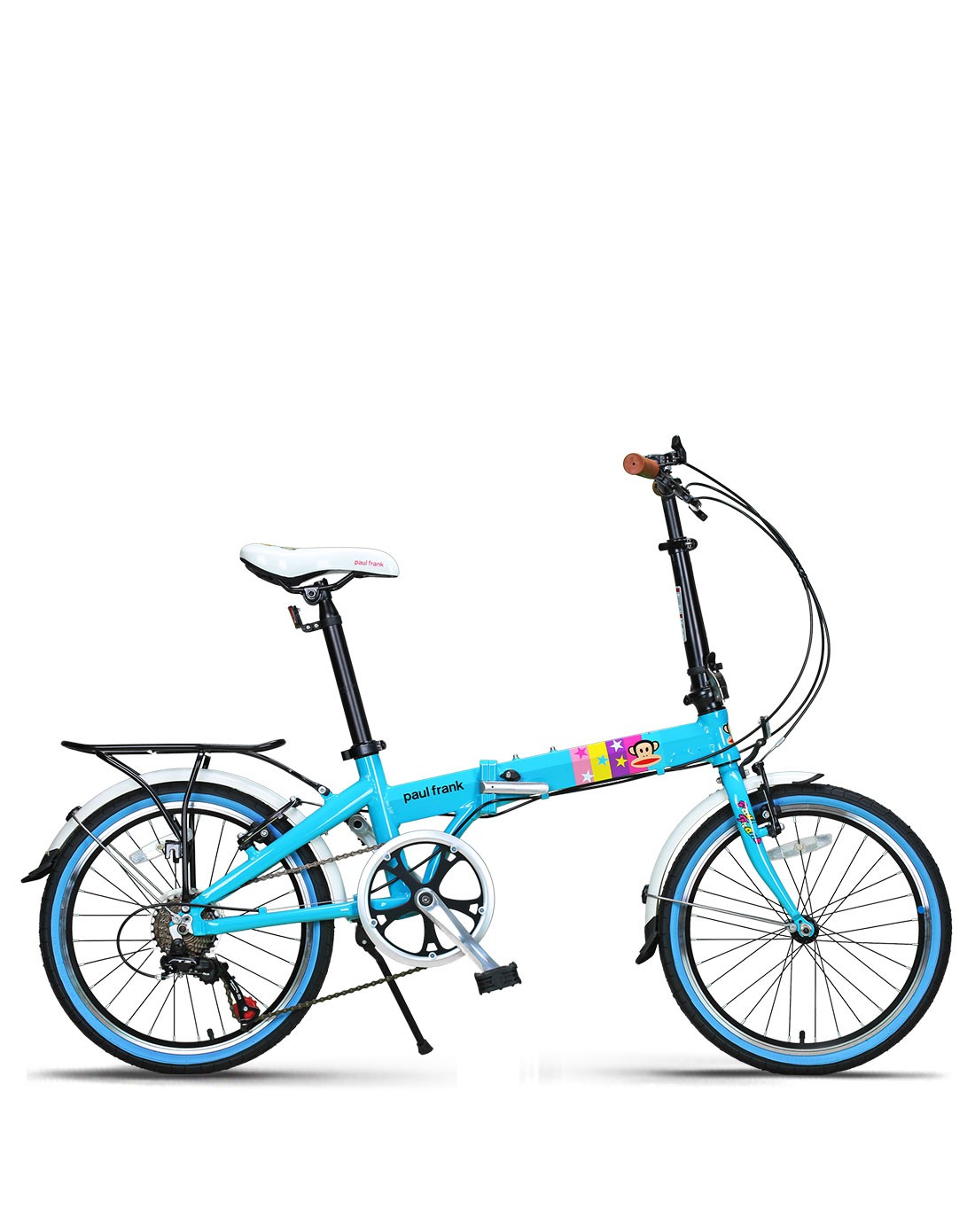 frank自行车专场直发货克里斯20寸 中性款天蓝色折叠车 7速pfb-09-02