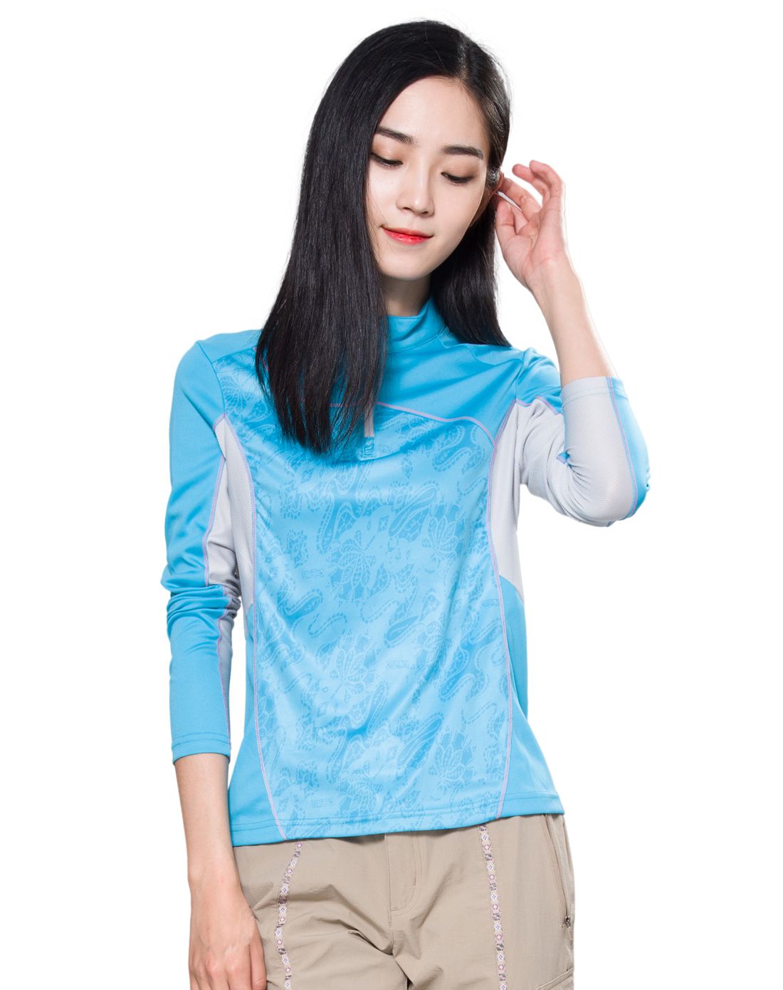 速干透气舒适 浅葱色功能长袖t恤