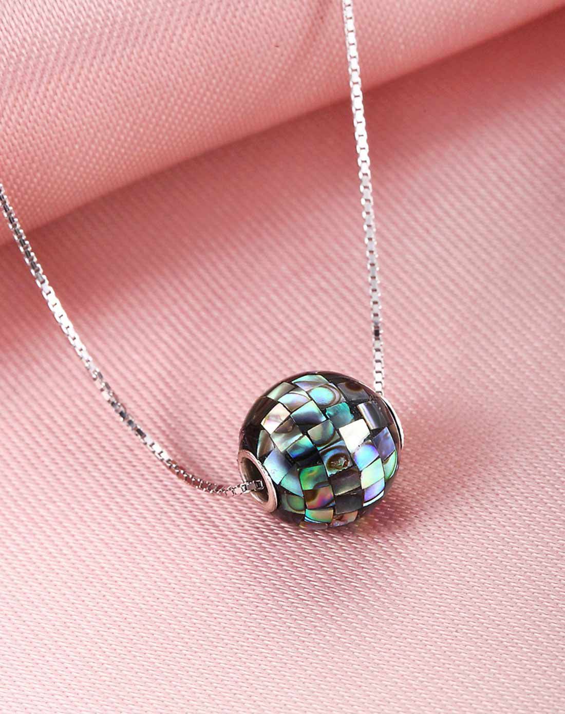 agovski 【日本深海母贝壳】s925银镶绿色贝壳吊坠增银链 特供