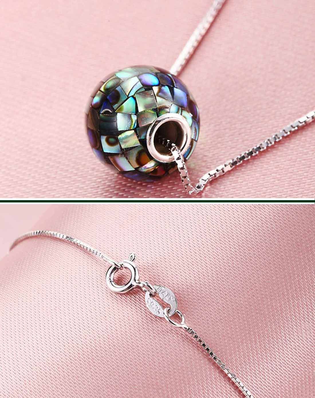 agovski 【日本深海母贝壳】s925银镶绿色贝壳吊坠增银链 特供