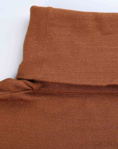 焦黄色套头拼接休闲针织衫