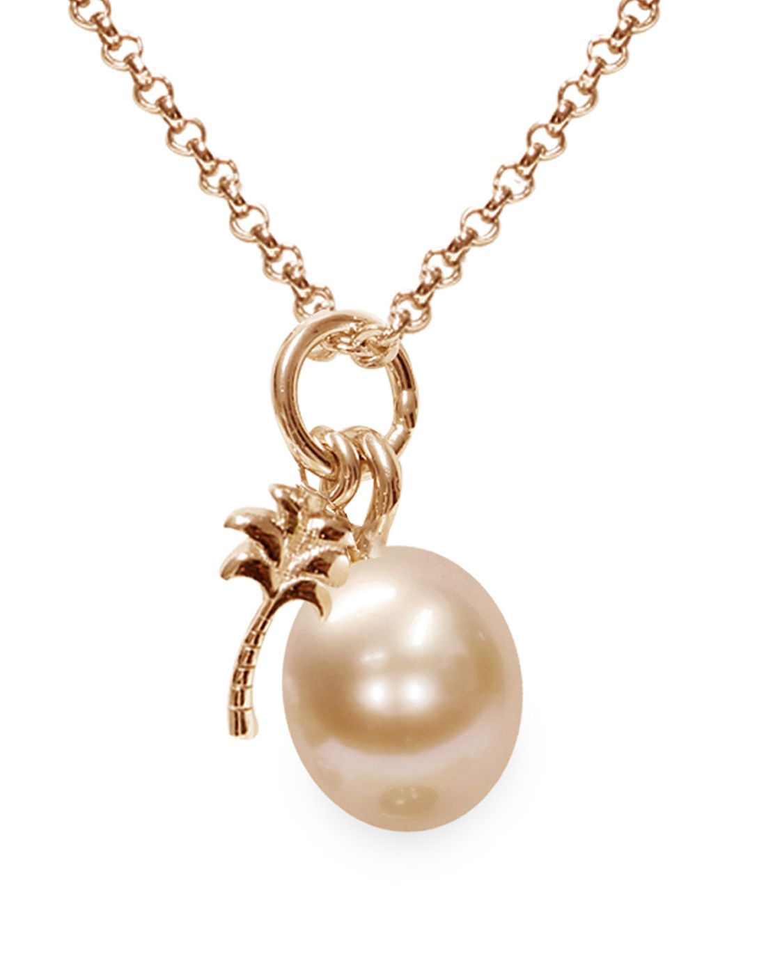 joy系列925银玫瑰金色淡水珍珠及树叶造型吊坠项链