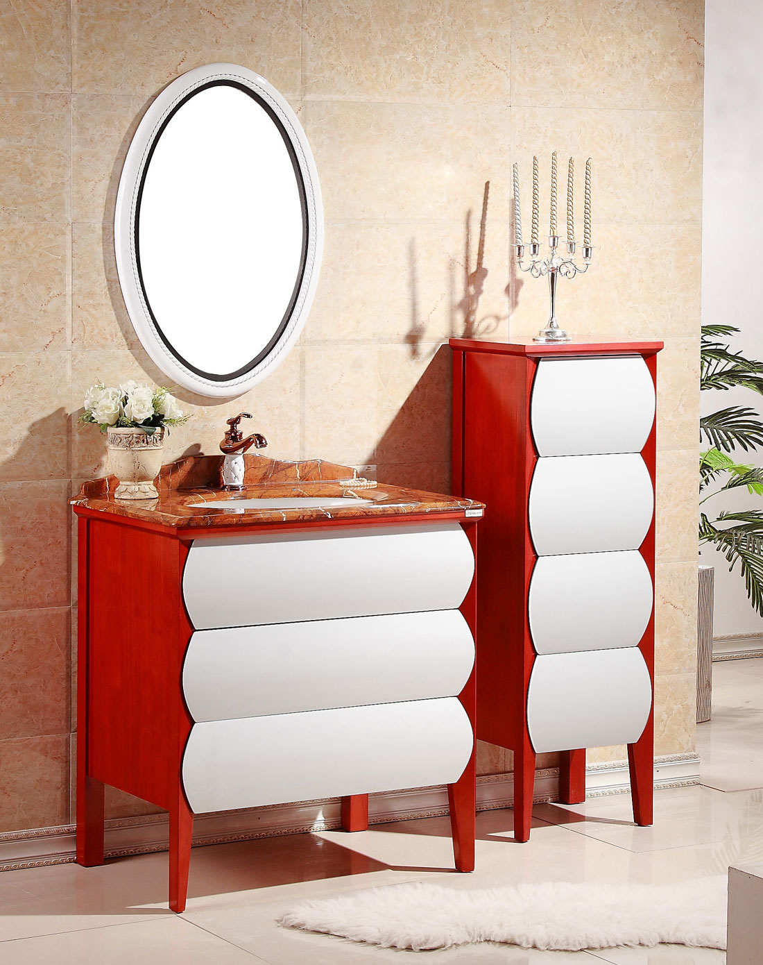 蓝藤精装实木落地浴室柜2882