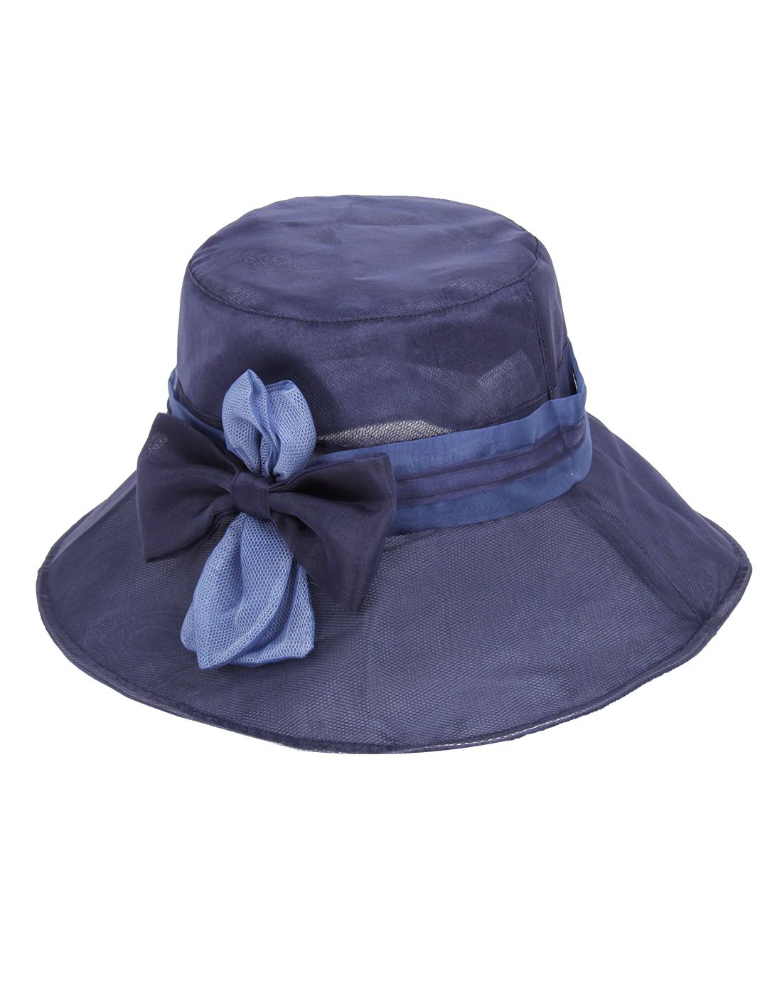 宏达 时尚韩版浪漫蝶结双层高档真丝宽檐遮阳帽