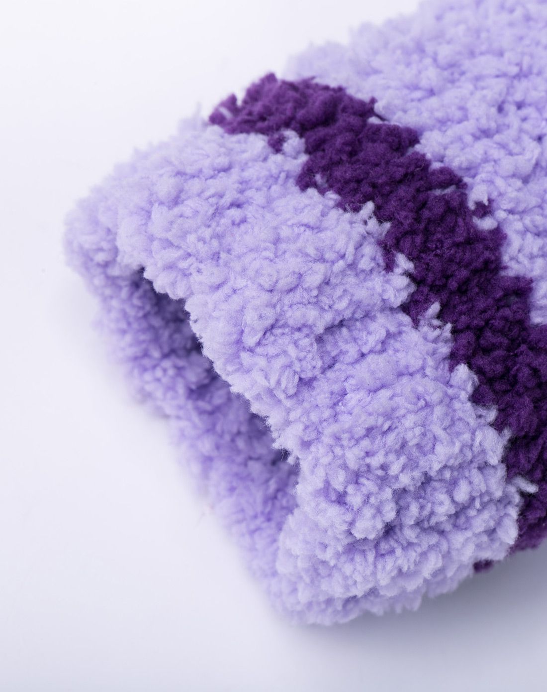 中性浅紫深紫条秋冬雪尼尔保暖连帽外套