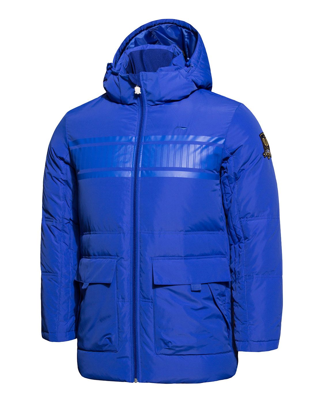 男款眩蓝色中羽绒服 防风保暖