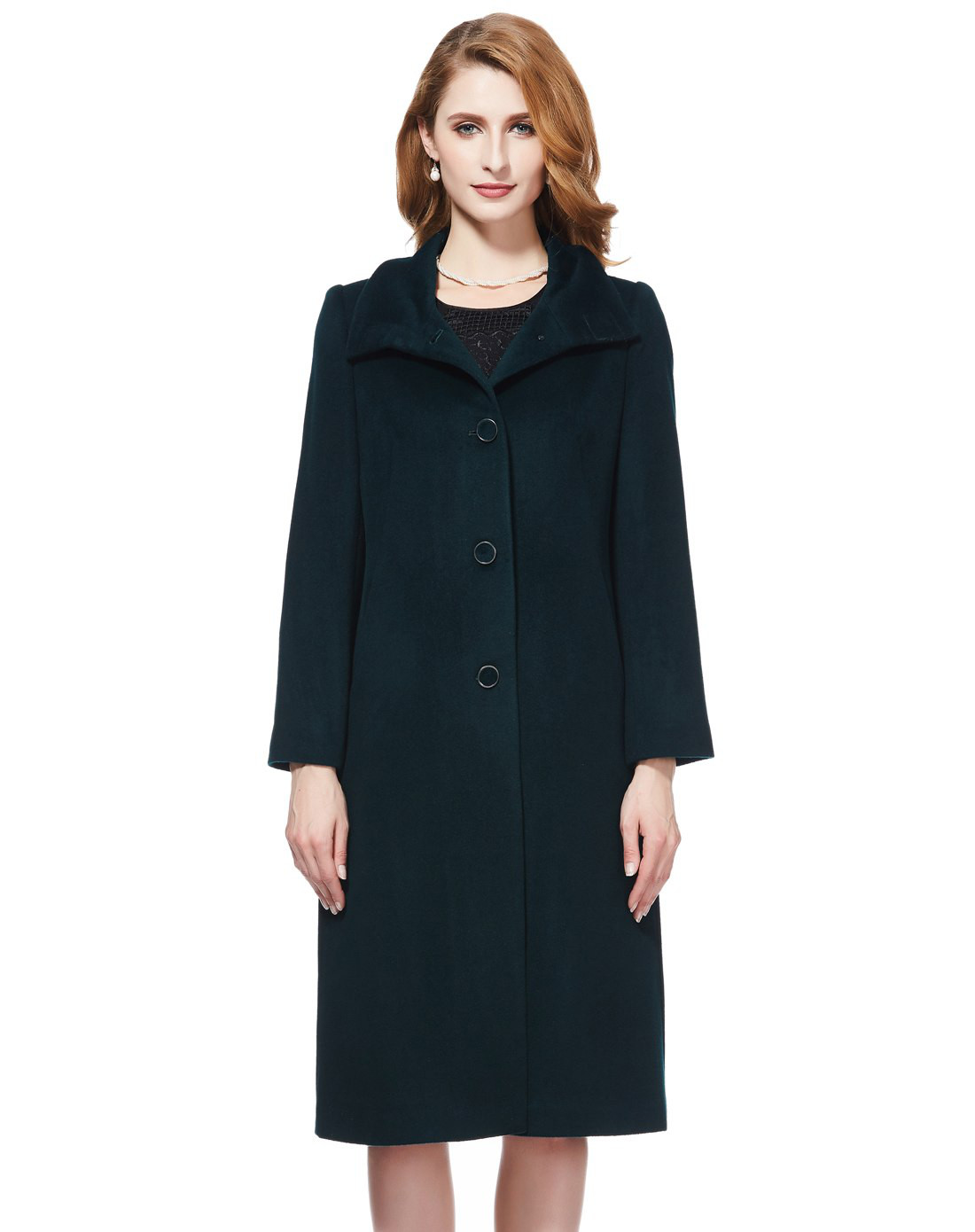 bair evolution女装专场 墨绿色立翻领大衣