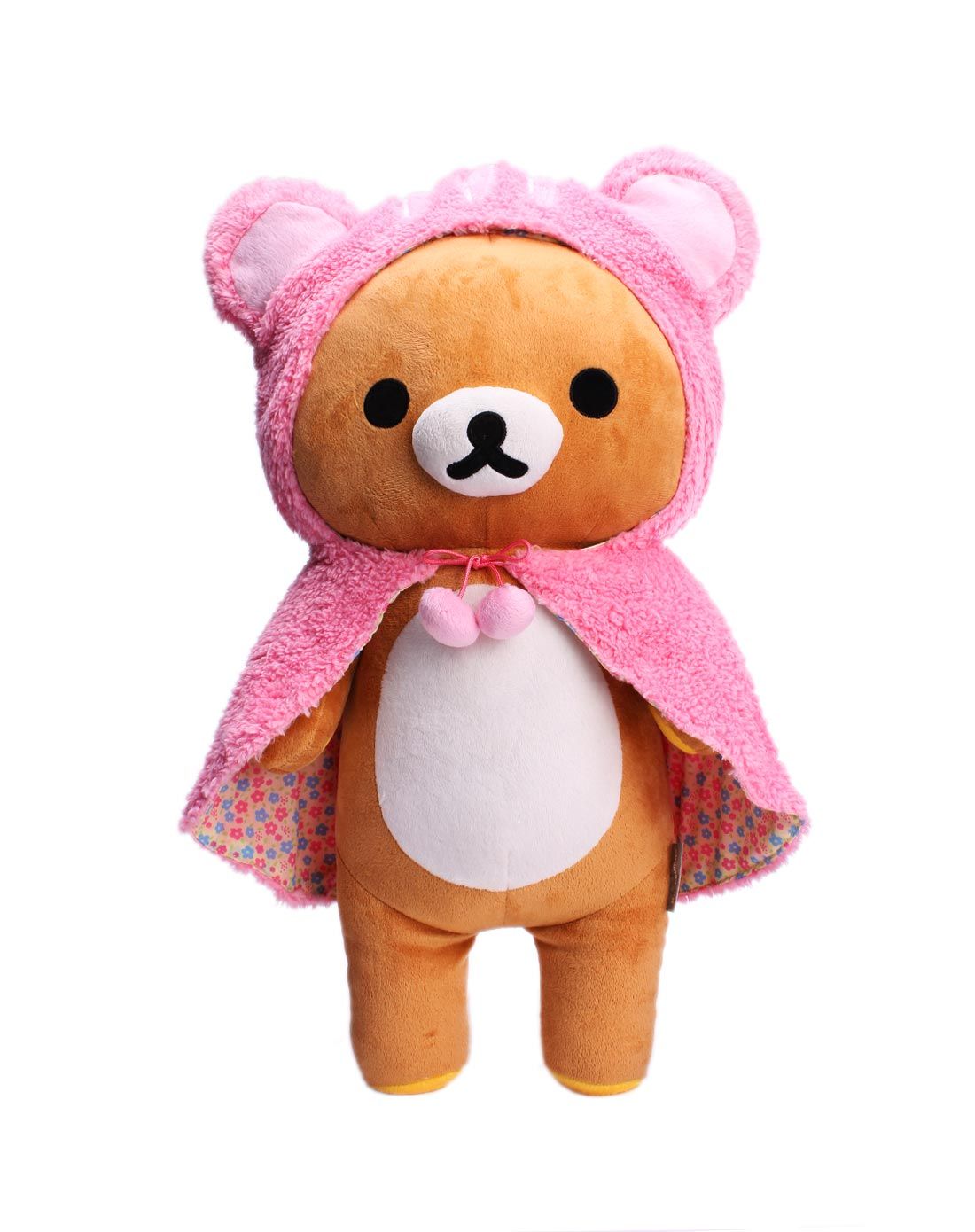 轻松小熊 rilakkuma毛绒公仔-52cm披粉色外套(松鼠篇啡熊)