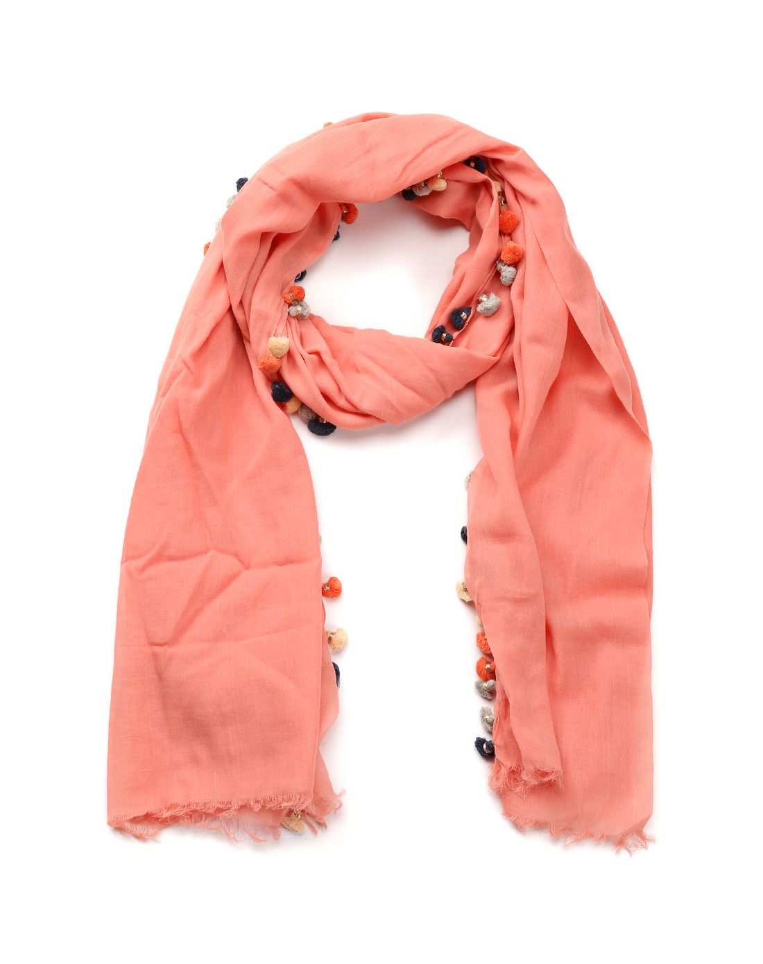 citrus 女款橙红色时尚流苏百搭装饰围巾