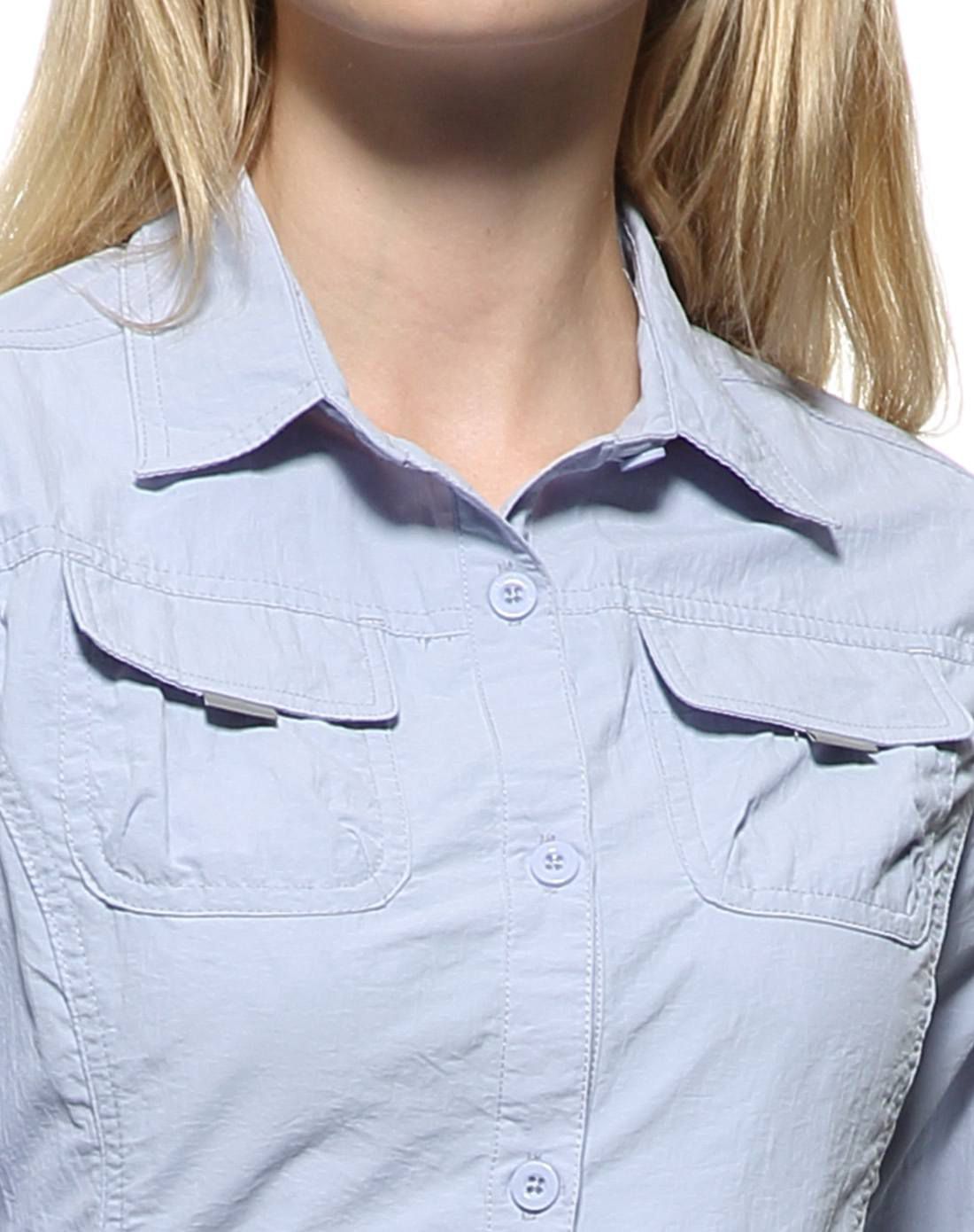 女款夏蓝可挽袖抗紫外线轻质速干衬衫