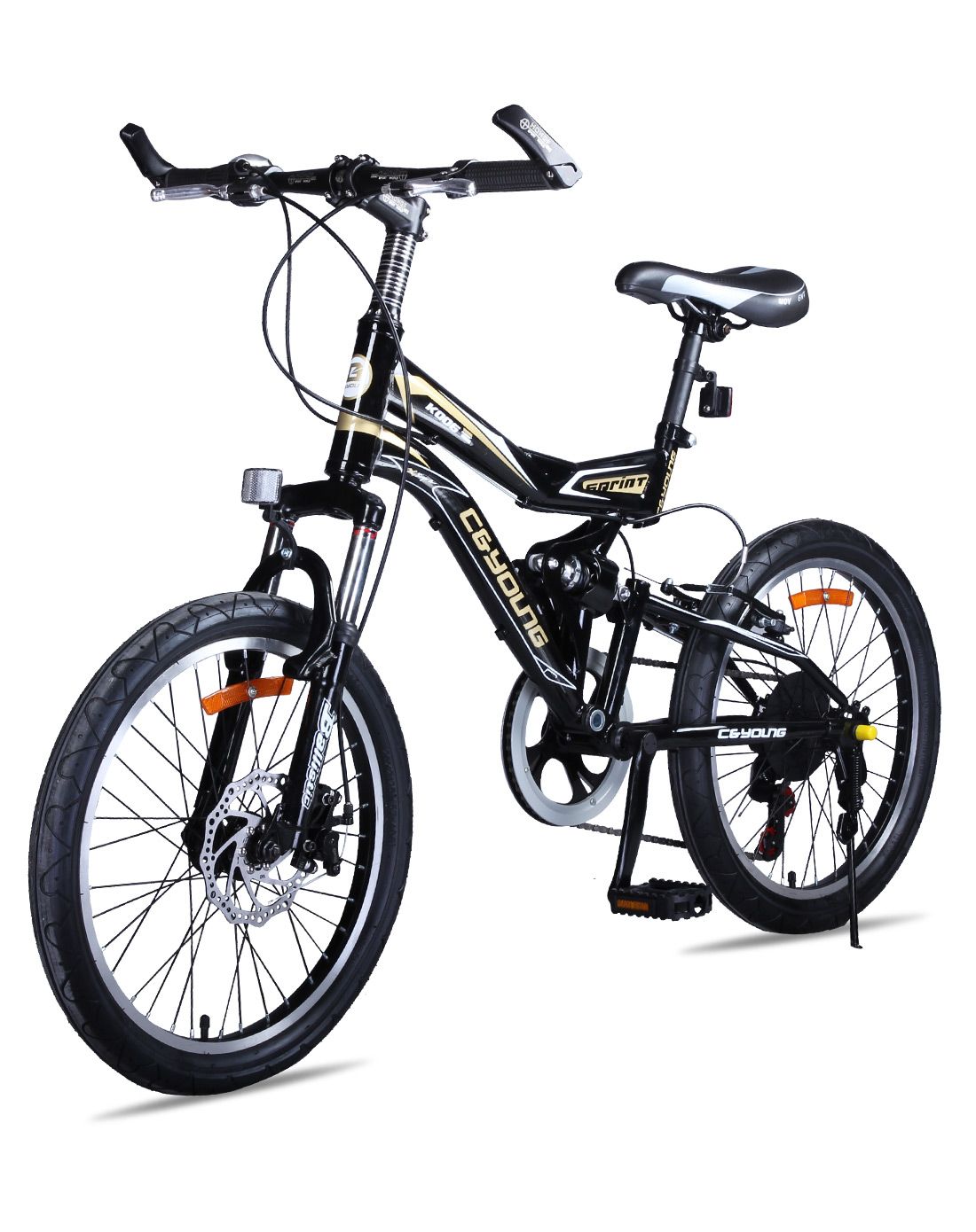 凤凰&奇扬自行车专场直发货奇扬 中性款黑黄色20寸山地车 6速bb10-2