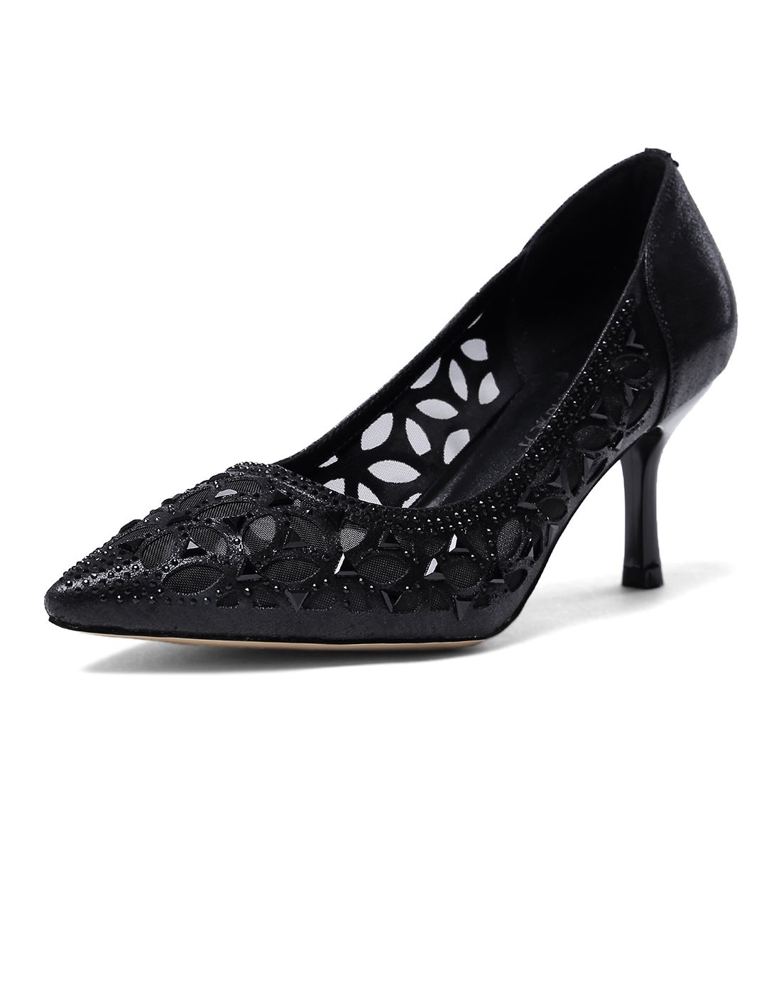 fmm花晨月16年新品女黑色中细跟凉鞋hcy6145bk_唯品会