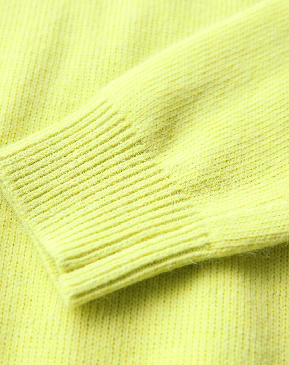 黄绿圆领长袖套头上衣纯色百搭宽松针织衫