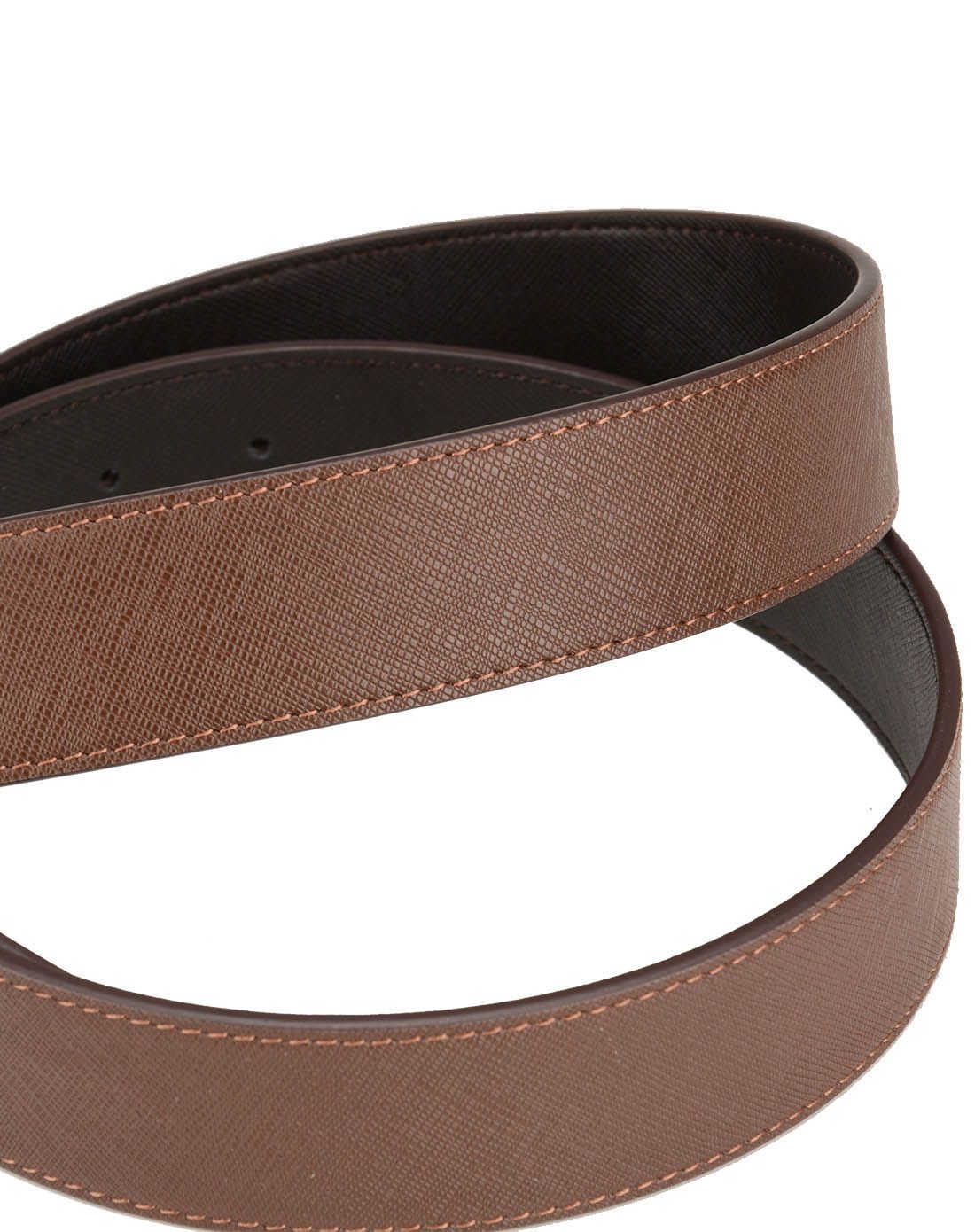 男款啡色十字纹商务板扣皮带