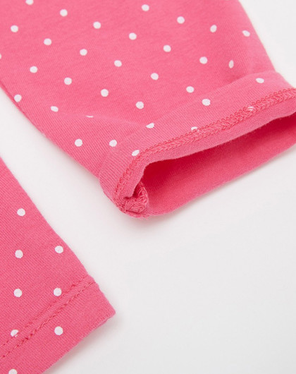 女婴童波点木耳边打底长裤粉点组