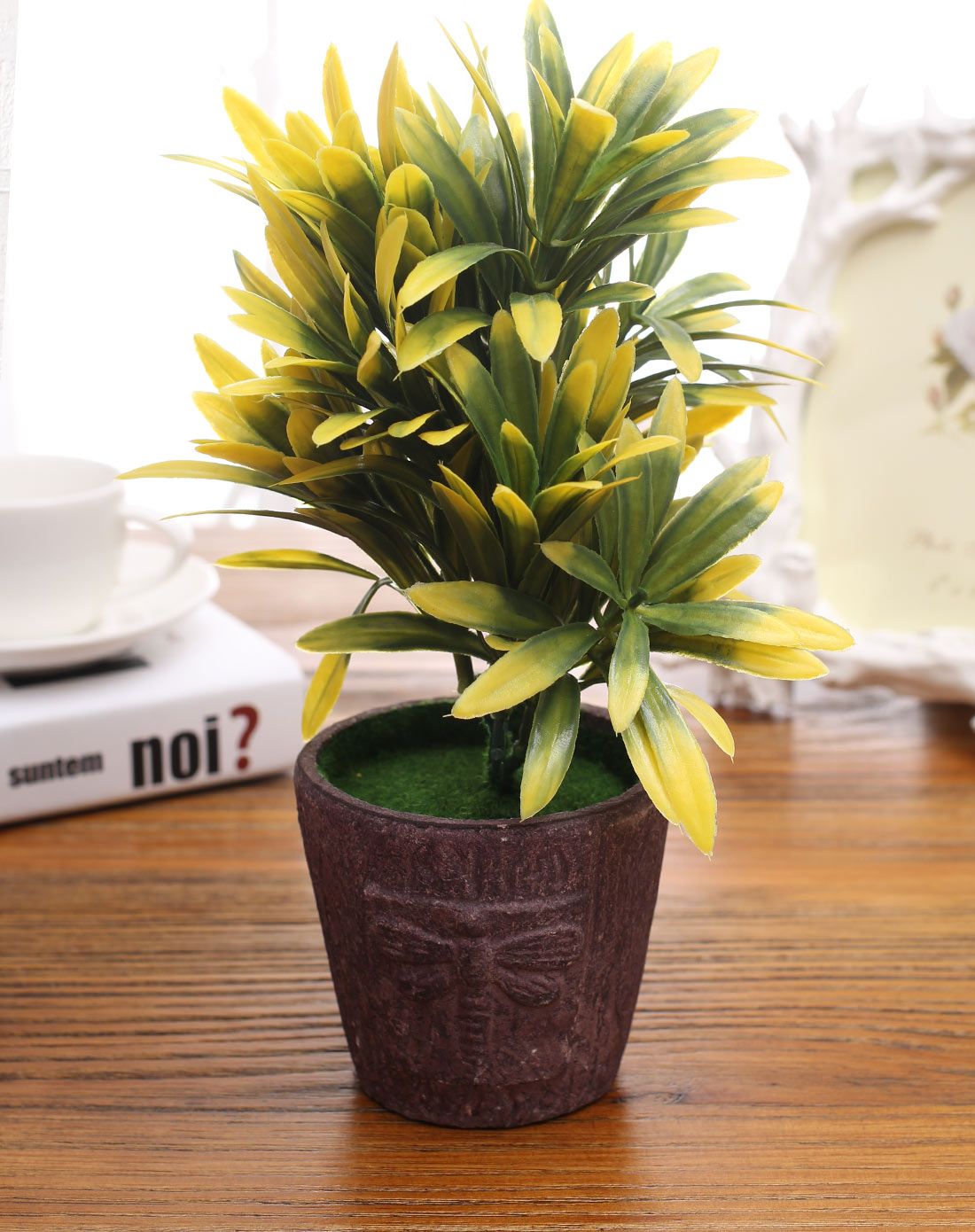 jm家装高仿真黄色罗汉草办公居家盆景摆件