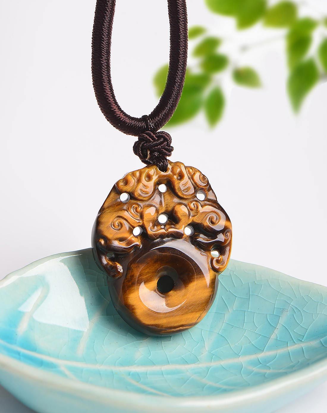 黄虎眼双貔貅吊坠项链附证书