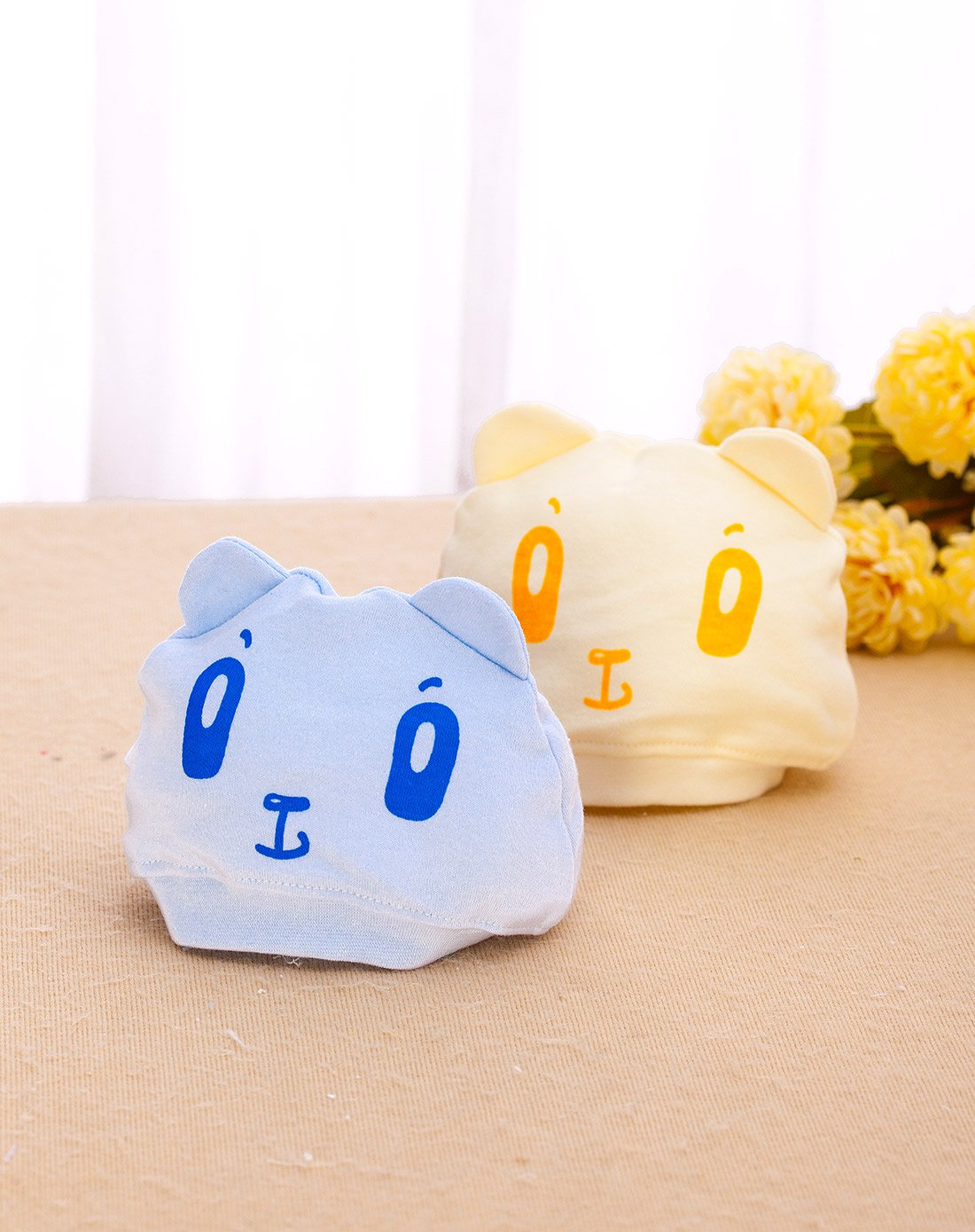 纯棉婴儿卡通帽2个装随机发