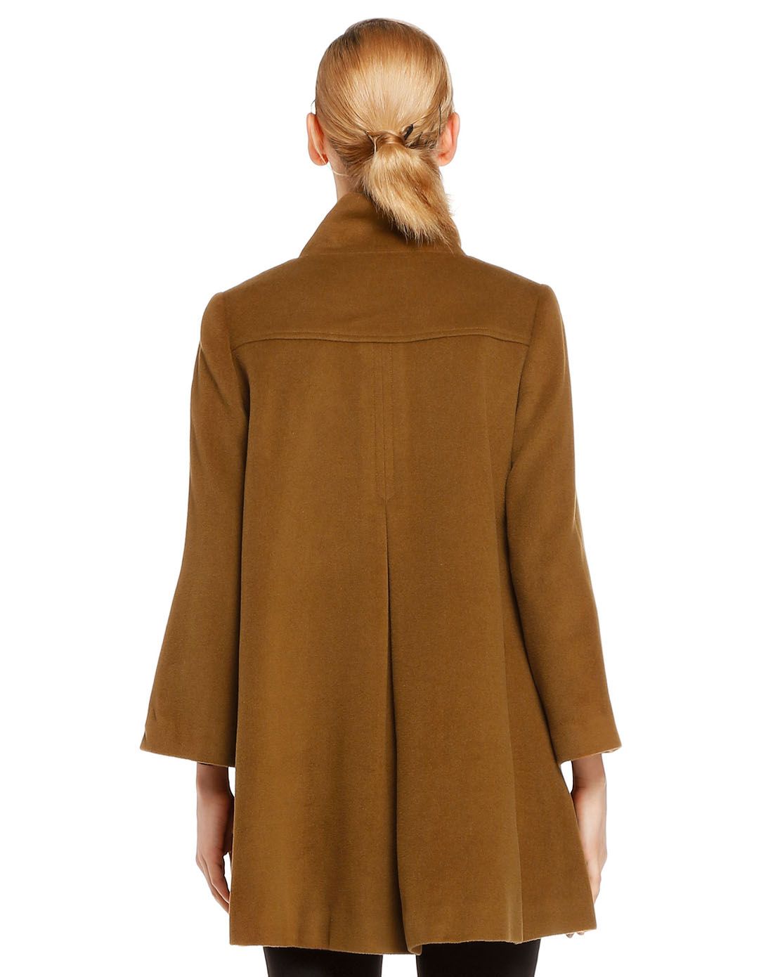 啡棕色简洁淑女长袖大衣