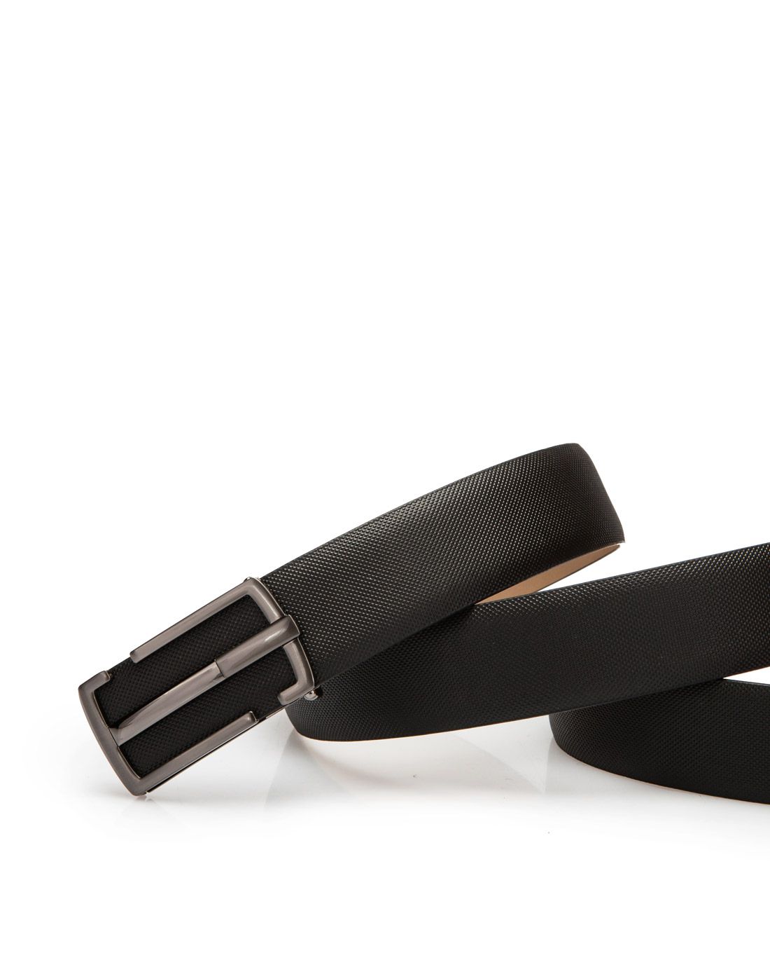 奥康黑色二层牛皮男式皮带