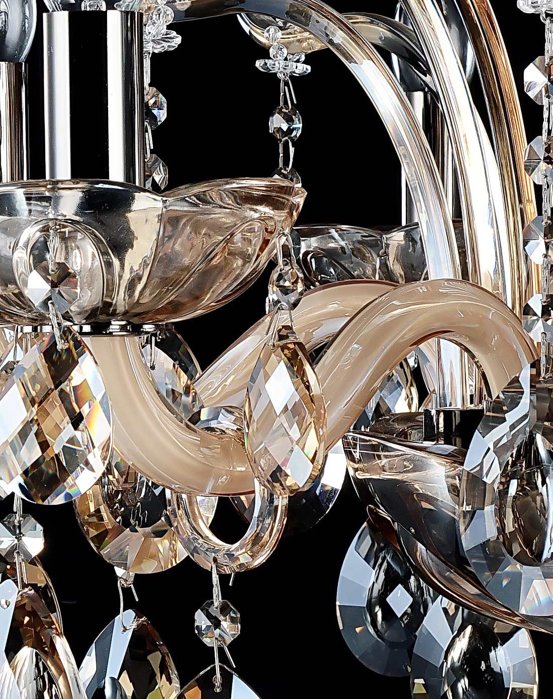 18头欧式干邑色水晶吊灯25-35平