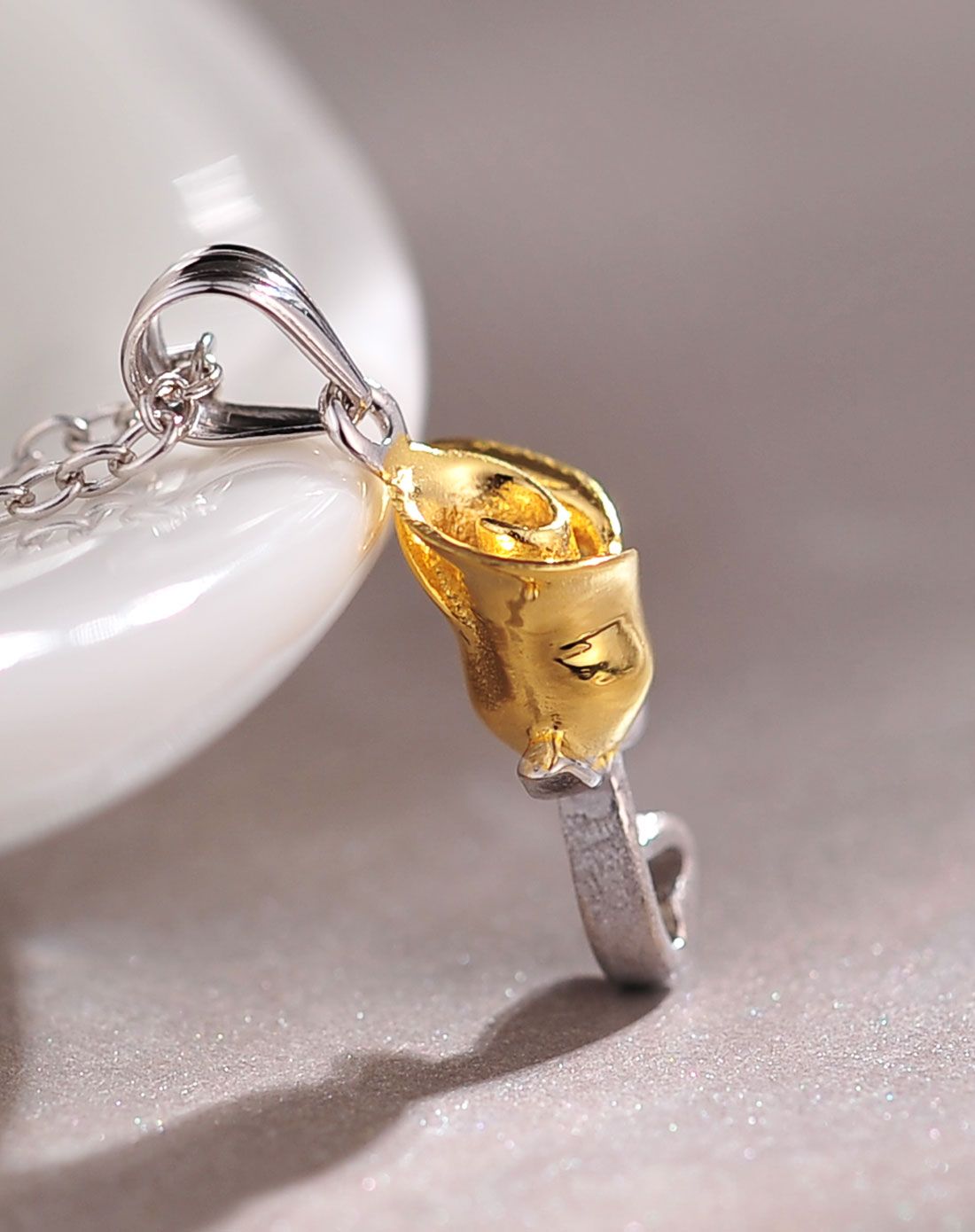 玫瑰花分色电镀银饰套装