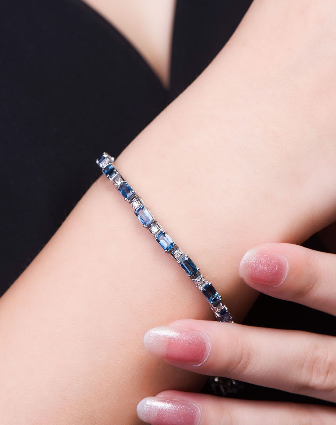 白k金6ct蓝宝石手链