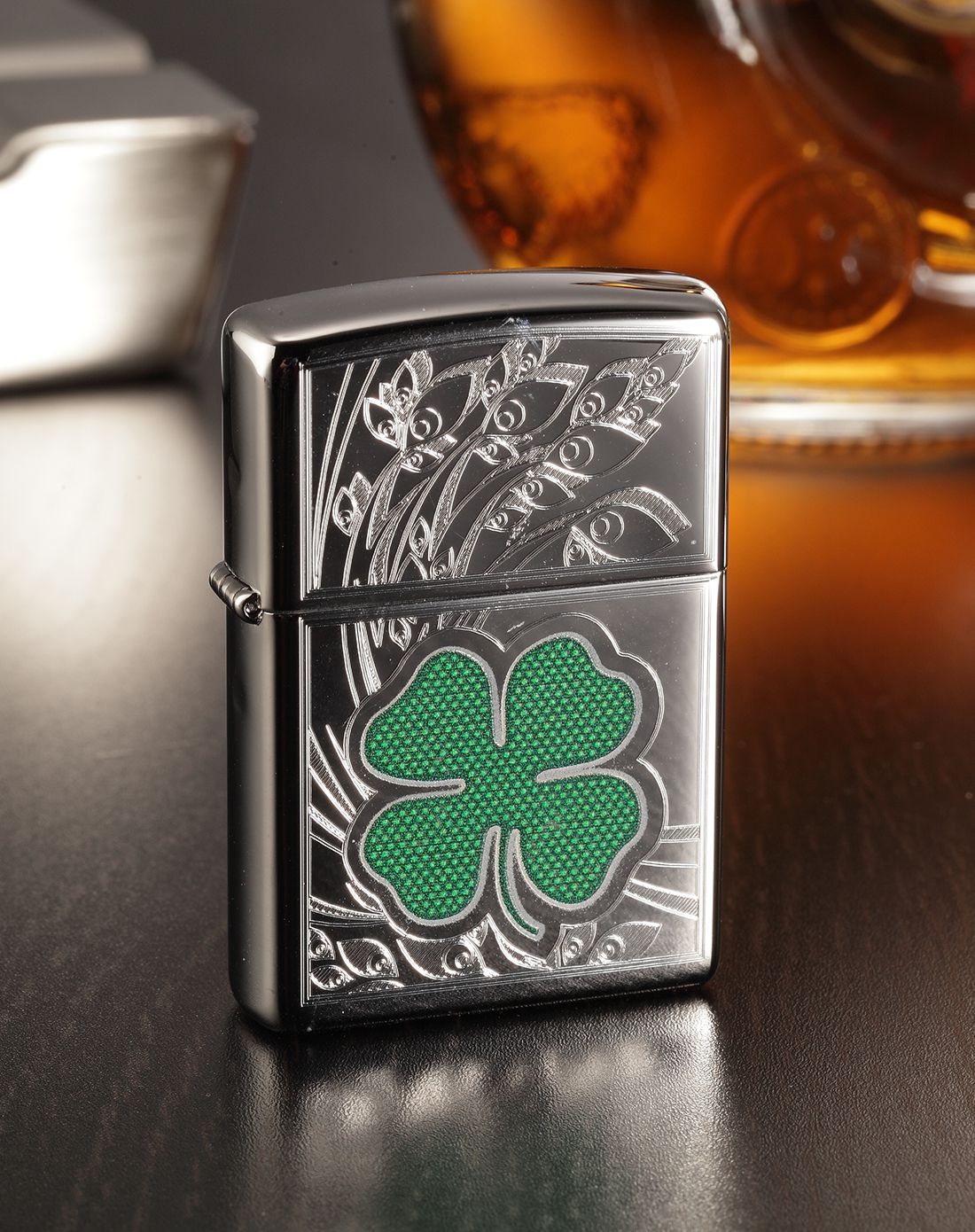 zippo 爱尔兰四叶草-镜面雕刻常规机