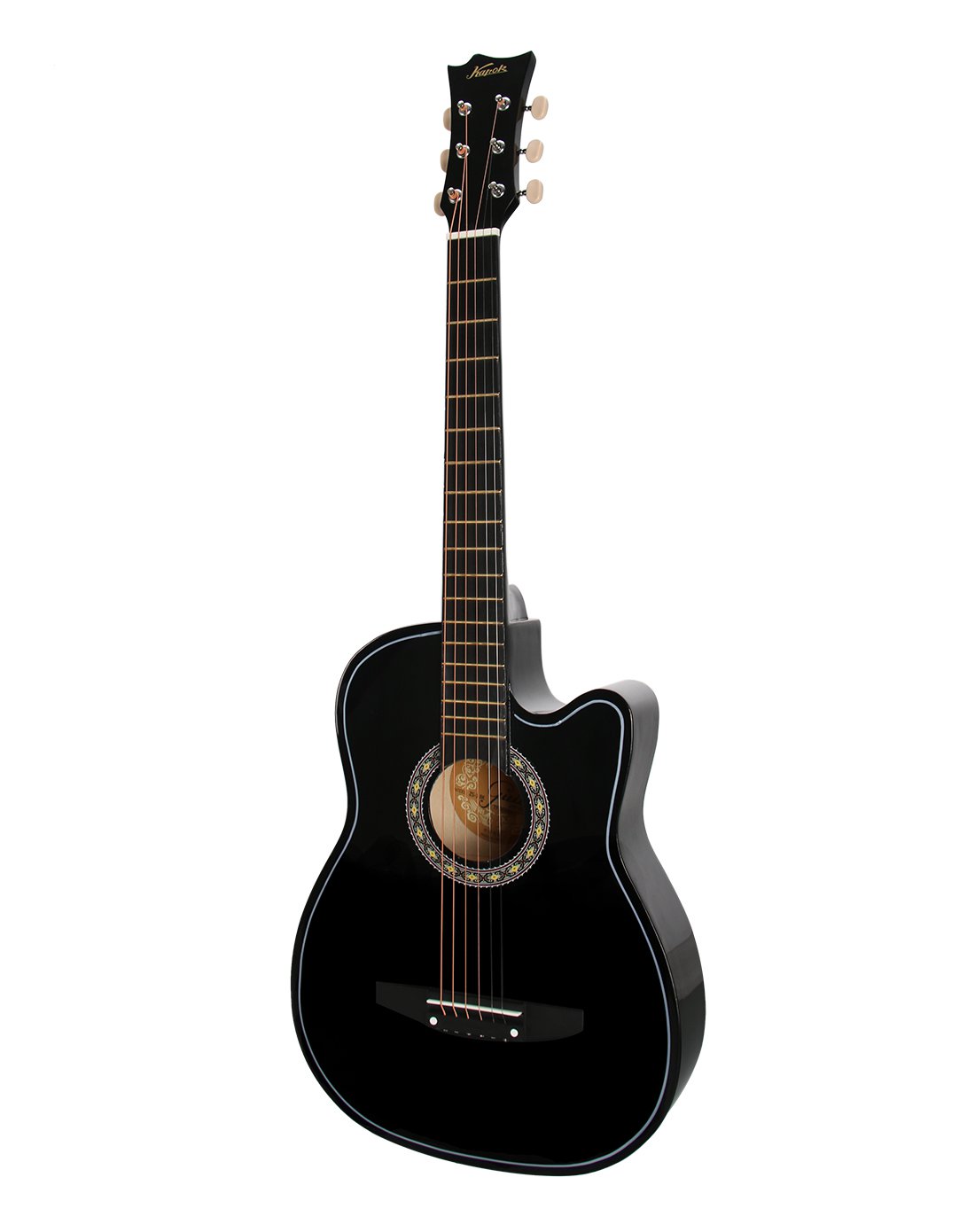 红棉 精选入门吉他 送精美配件 zs-1bk 黑色 缺角 38寸