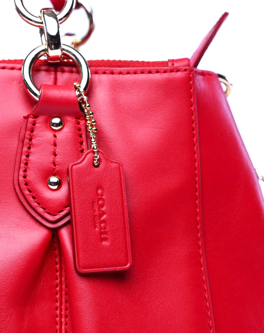 coach女士纯皮红色两用包