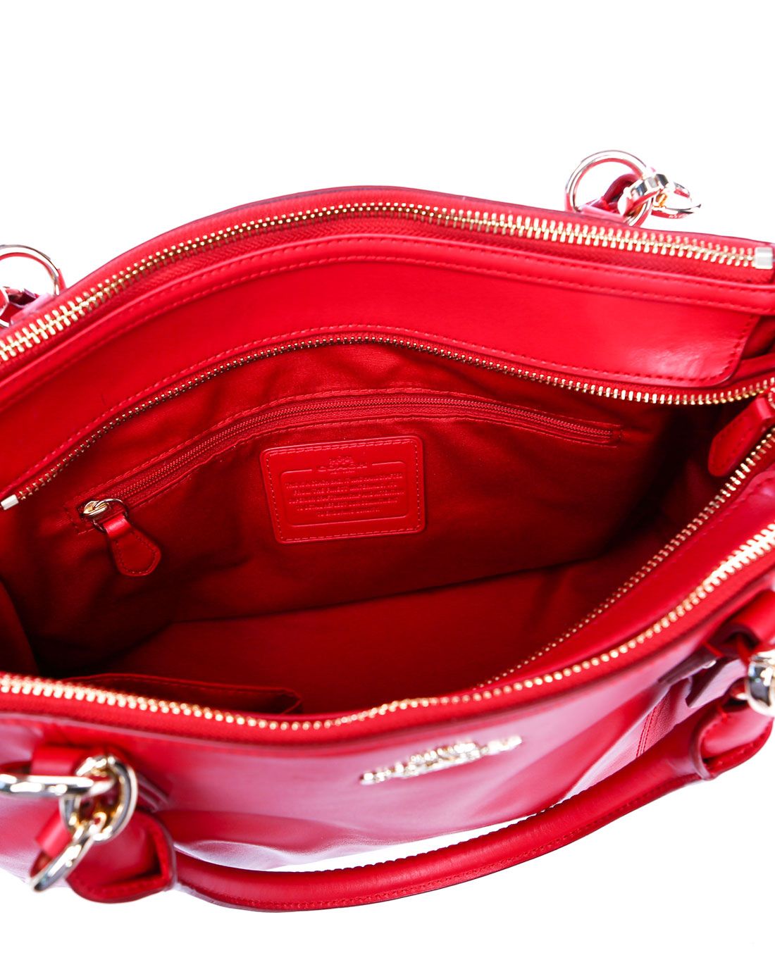 coach女士纯皮红色两用包