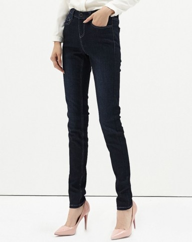 宝蓝修身小脚裤长款牛仔裤