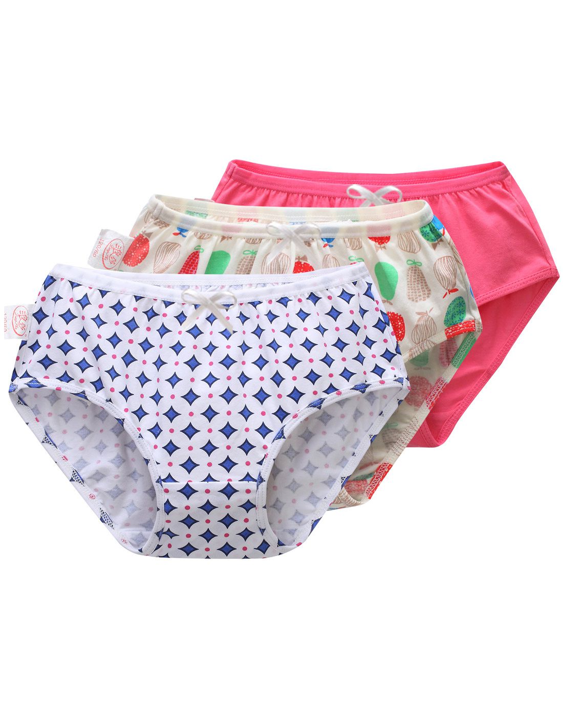 浪莎男女童装女童混装满印腰头蝴蝶结三角裤3条装nk65205hz_唯品会