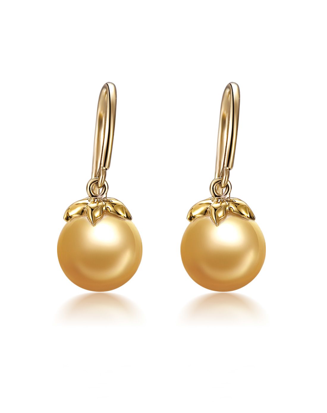 黄18k金香槟色南洋金珍珠耳环【逸】