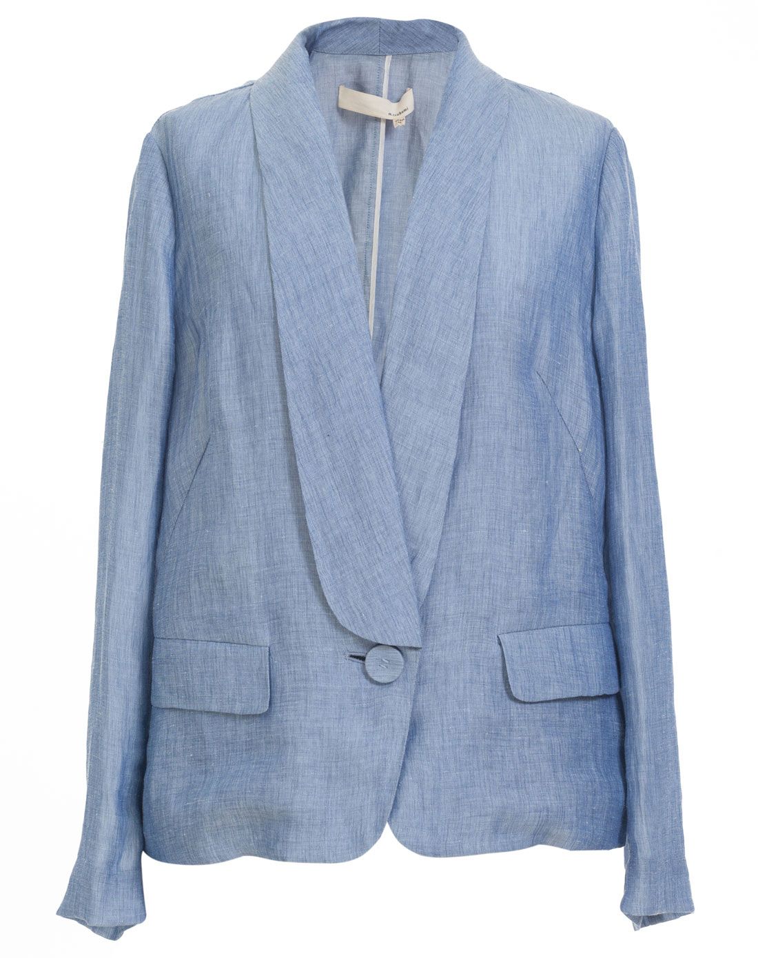 浅蓝色亚麻混纺西服