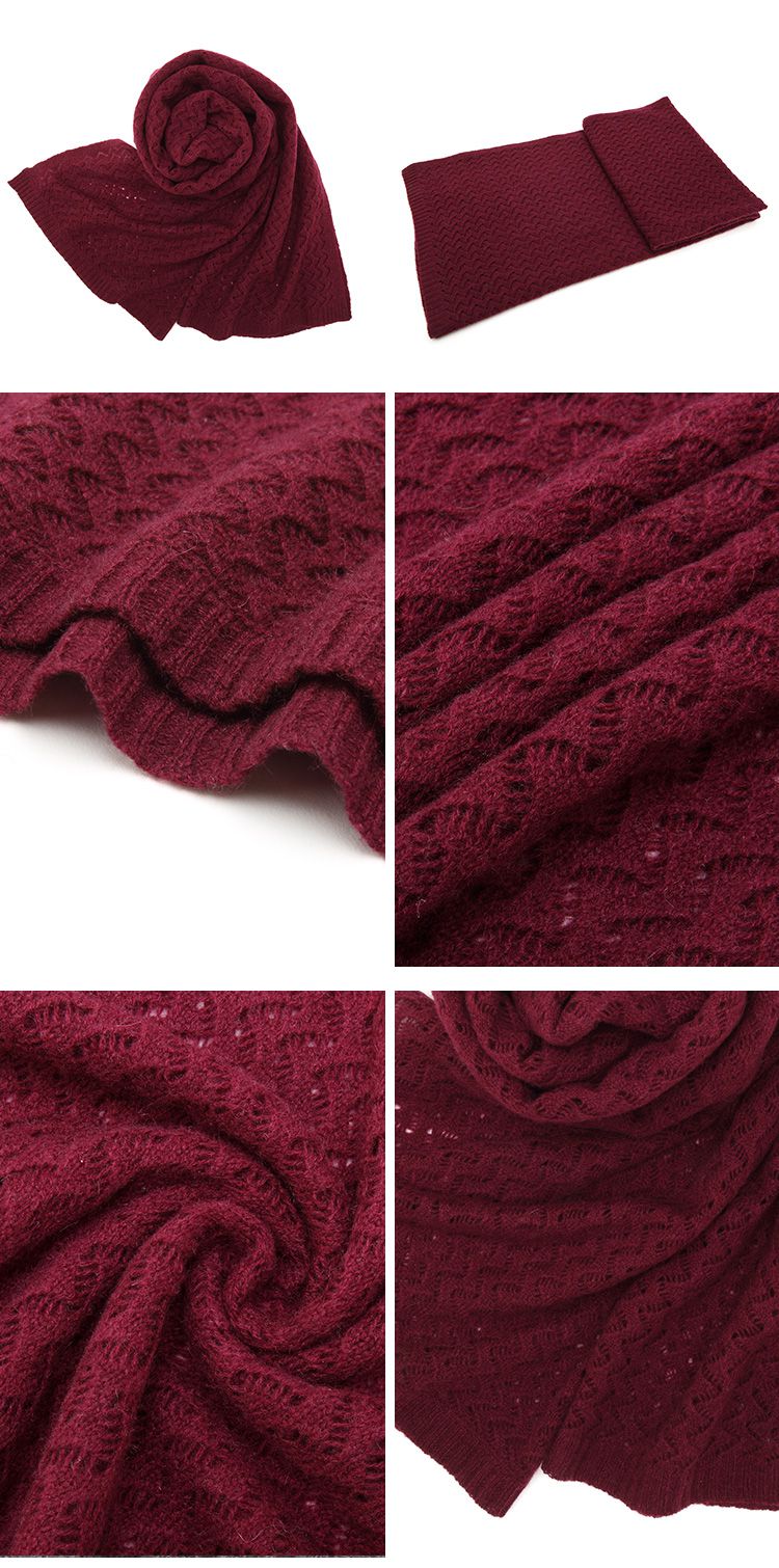 女士天鹅绒红复古镂空围巾披肩