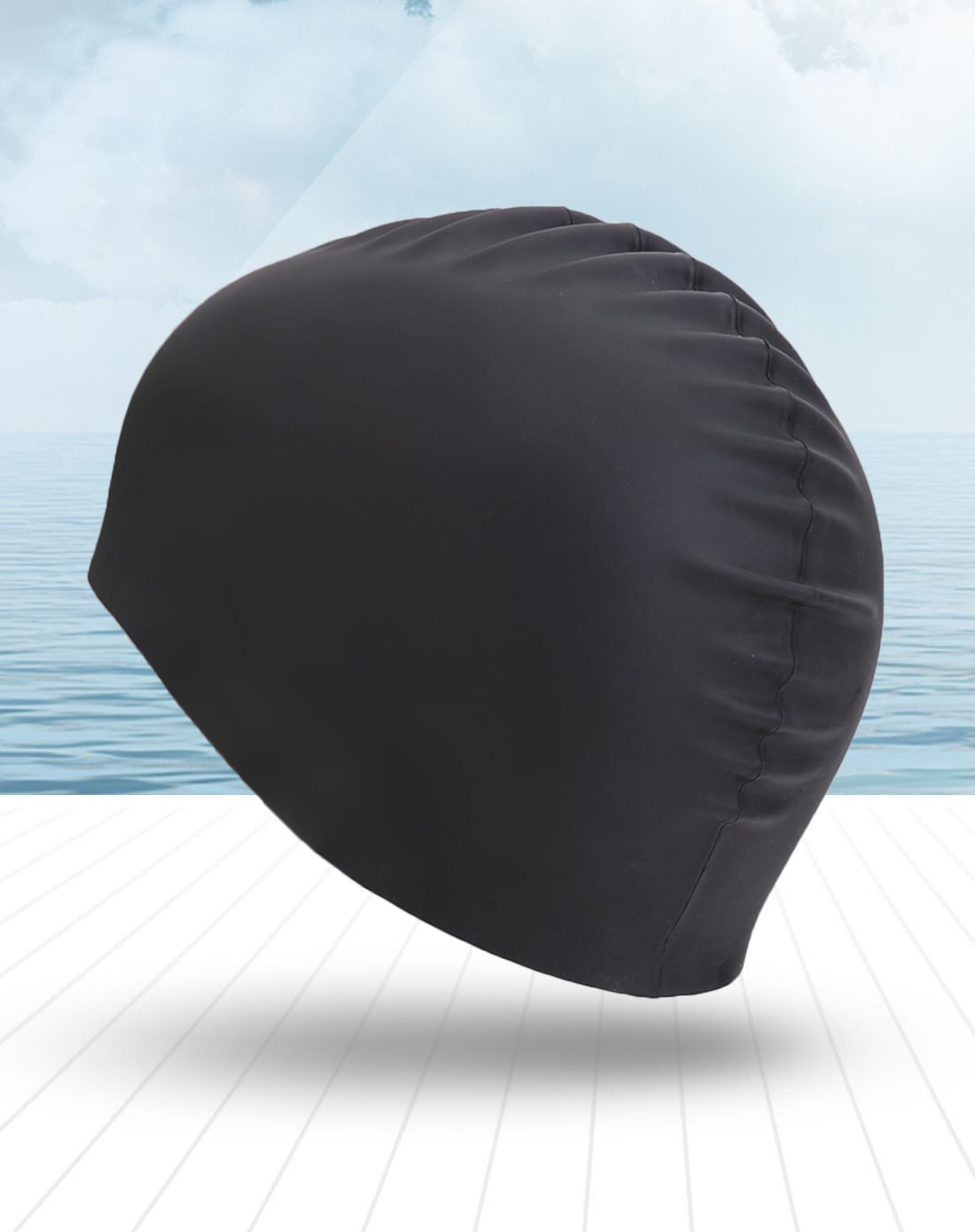 中性款黑色成人泳帽炫彩专业硅胶防水