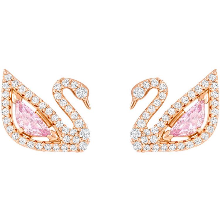 施华洛世奇 早春好礼粉色天鹅系列耳环耳钉两用