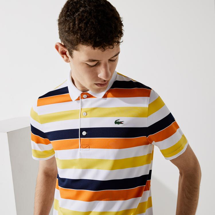 LACOSTE Lacoste时尚条纹拼色短袖男式Polo衫