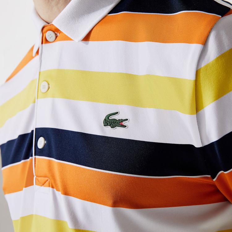 LACOSTE Lacoste时尚条纹拼色短袖男式Polo衫
