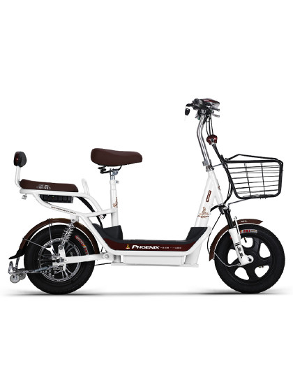 凤凰48v电动车350w电机14寸男女踏板车轻巧型代步电瓶车